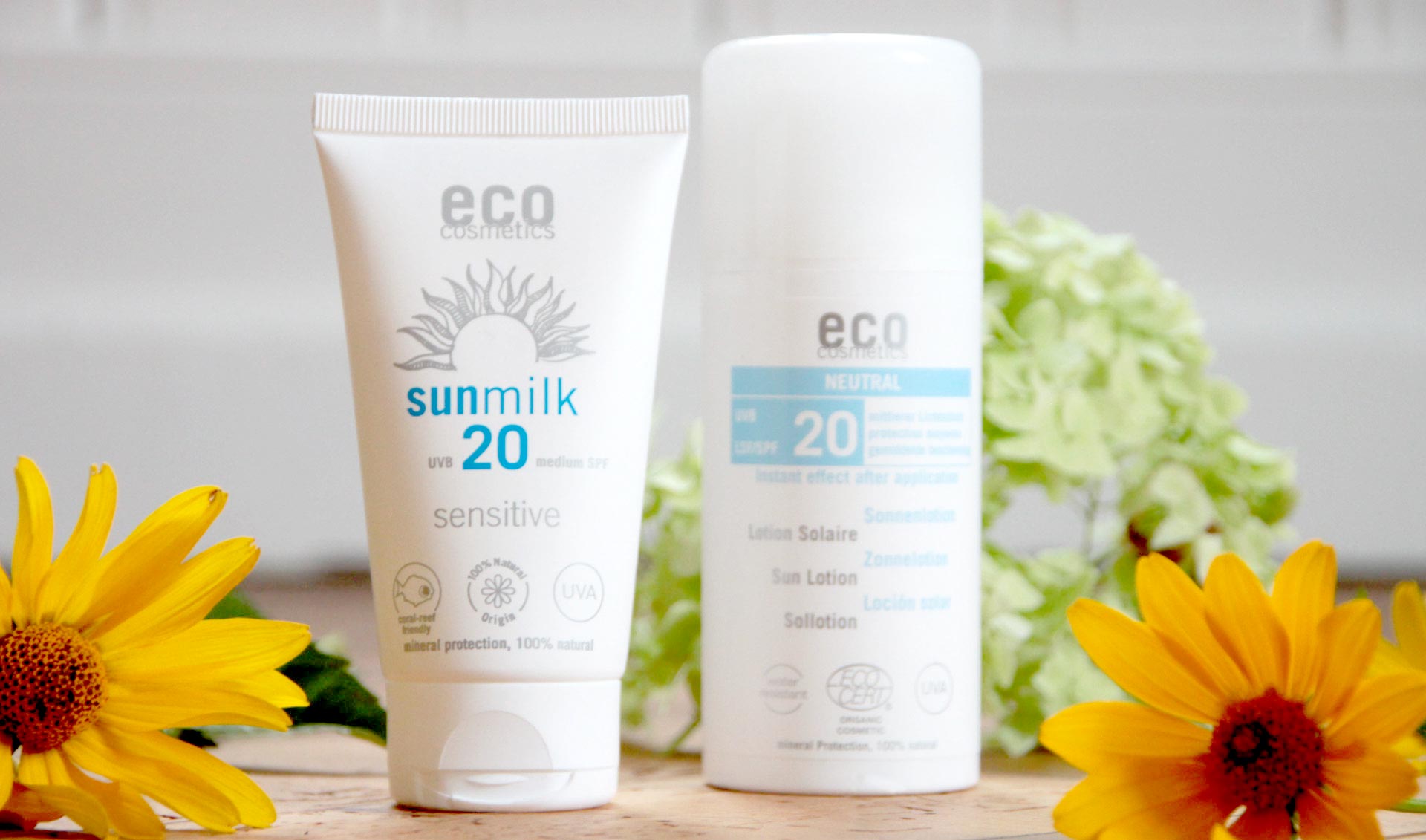 Natürliche Sonnencreme und Sonnenmilch von Eco Cosmetics.