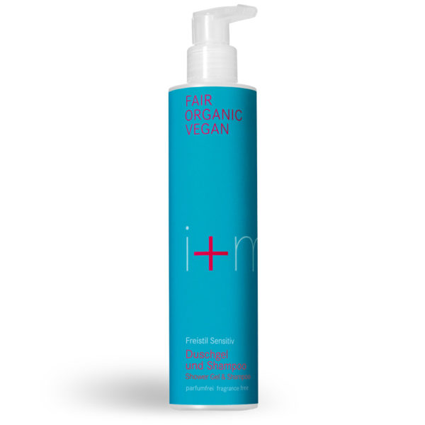 Das praktische 2in1 Shampoo und Duschgel von i+m ist besonders für sensible Haut geeignet.