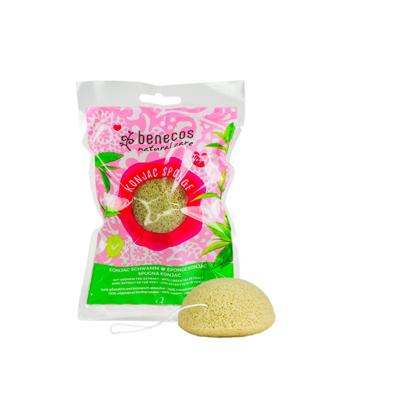 Der vegane Konjac Sponge mit grünem Tee-Extrakt für Mischhaut von Benecos