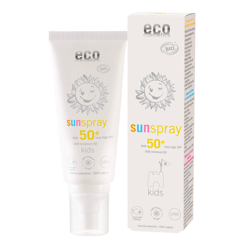 Das mineralische Sonnenschutzspray für Kinder mit LSF 50+ von eco cosmetics