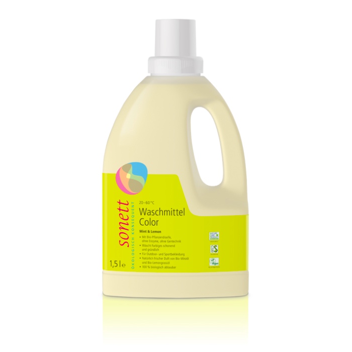 Flüssigwaschmittel mit frischem Duft für Buntwäsche sowie Outdoor- und Sportbekleidung von Sonett im cosa Kosmetik Onlineshop