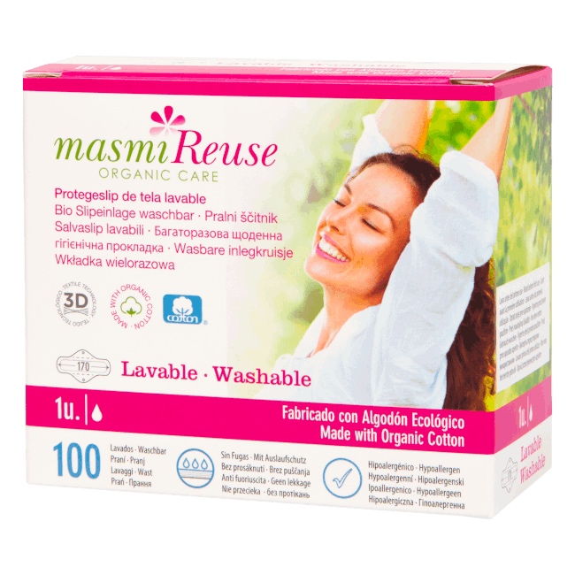Wiederverwendbare Bio-Slipeinlage von masmi im cosa Kosmetik Onlineshop - bis zu 100 Mal wiederverwendbar