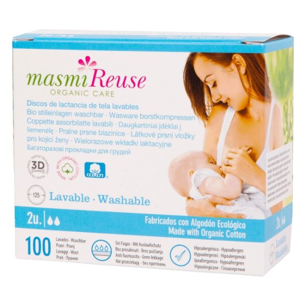 Waschbare und hypoallergene Bio-Baumwoll-Stilleinlagen von masmi im cosa Kosmetik Onlineshop